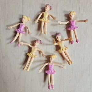 Lot of 4 Rinco Ballerina Bendy Toy Dolls Posable/Bendable Arms Legs Cake Topper